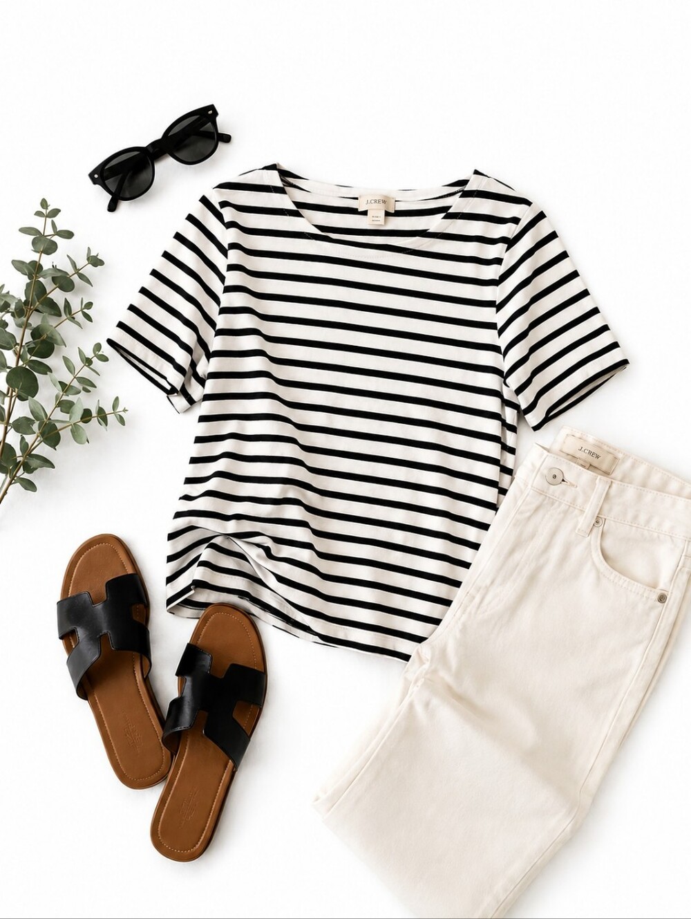 J. CREW Striped Ruffle-Sleeve Women’s Top - White & Black Coastal Chic - Picture 6 of 6